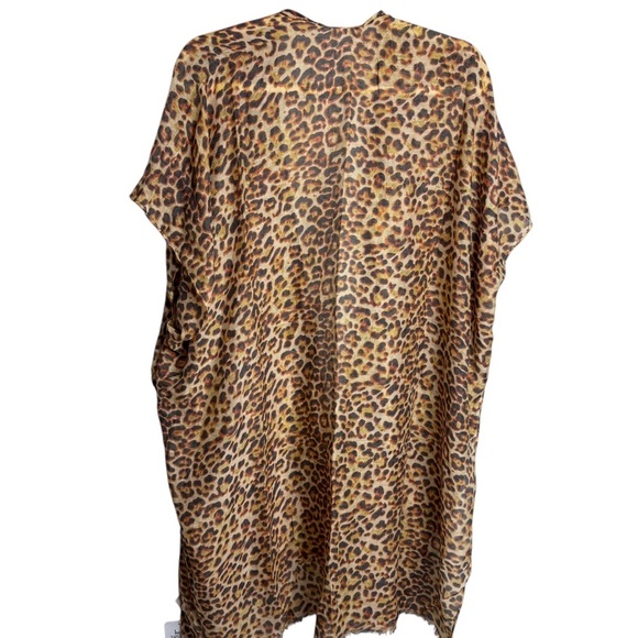 Bon Voyage Cheetah Animal Print Sheer Oversized Swimsuit Coverup Open Front - Picture 3 of 7
